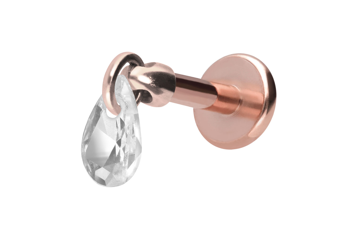 Titan Labret Piercing mit Innengewinde KRISTALLTROPFEN